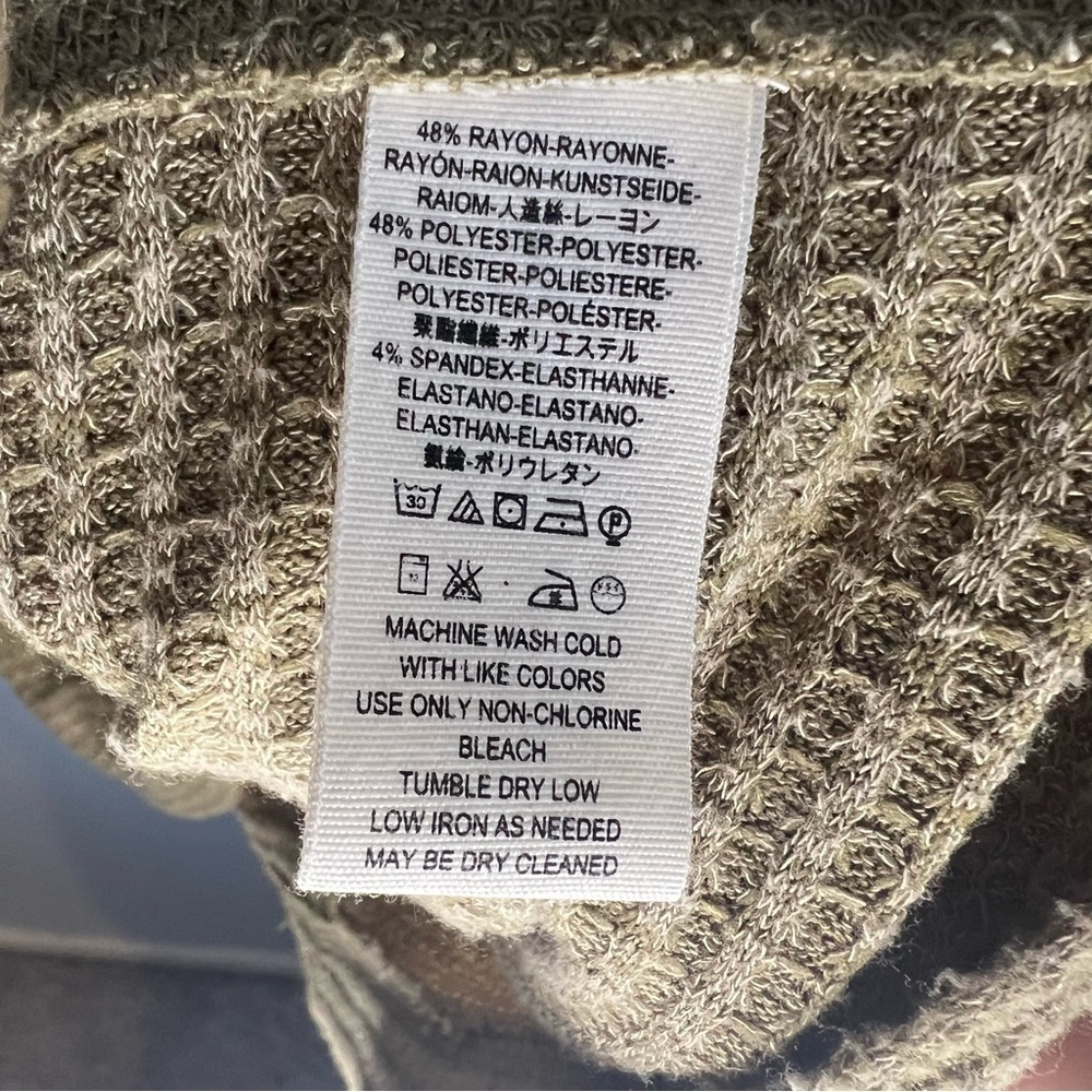 We The Free People XS Kitty Thermal Army Green Oversized Pullover Sweater casual - Picture 10 of 11